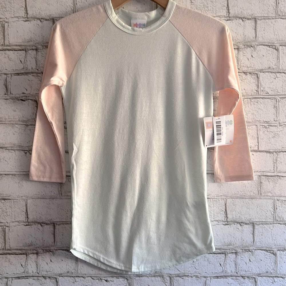 NWT Solid 3/4 Baseball Tee LulaRoe Randy size XXS pale mint and pale pink